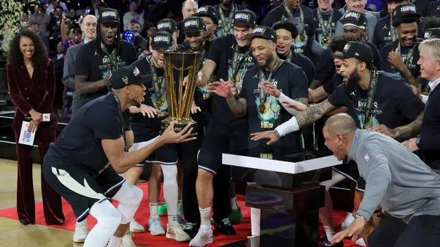 Selebrasi Milwaukee Bucks saat juara NBA Cup 2024