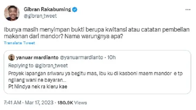 Gibran Rakabuming Raka (Foto:Twitter)