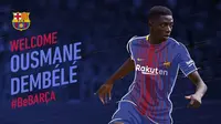 Situs Barcelona mengumumkan kedatangan Ousmane Dembele.  Pembelian Dembele dengan mahar sekitar 105 juta euro. (FCBarcelona)