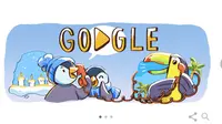 Google Doodle Sambut Liburan Akhir Tahun dengan Penguin Lucu