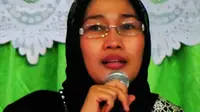 Ketua Umum PP Fatayat NU Anggia Ermarini memaparkan soal kekerasan terhadap anak. (Liputan6.com/Fajar Eko Nugroho)
