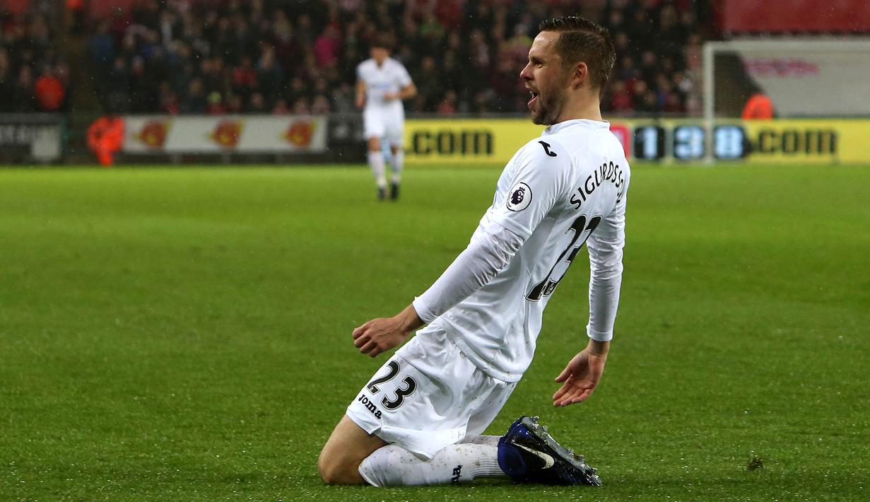 7. Gylfi Sigurdsson (Swansea) - 14 gol dan 7 assist, total 21. (AFP/Geoff Caddick) 