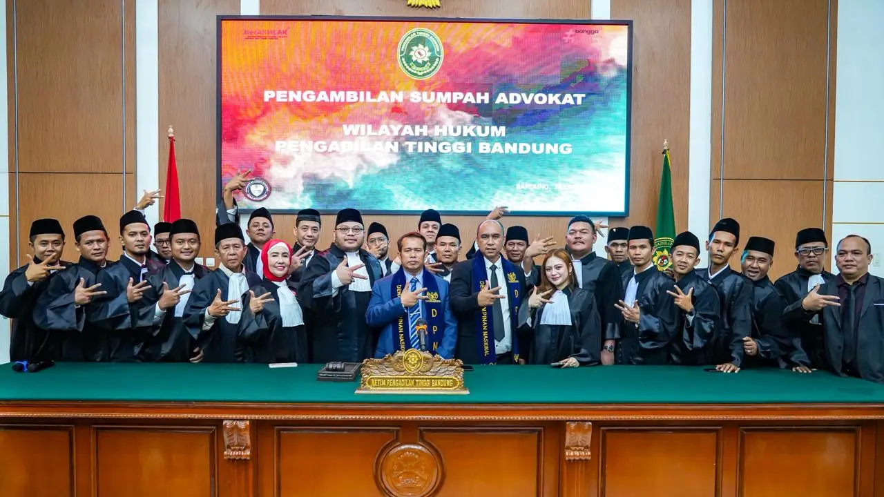 Organisasi advokat, Komite Nasional Advokat Indonesia (KNAI) menggelar penyumpahan advokat di wiilayah hukum Pengadilan Tinggi Bandung, Jawa Barat (Istimewa)