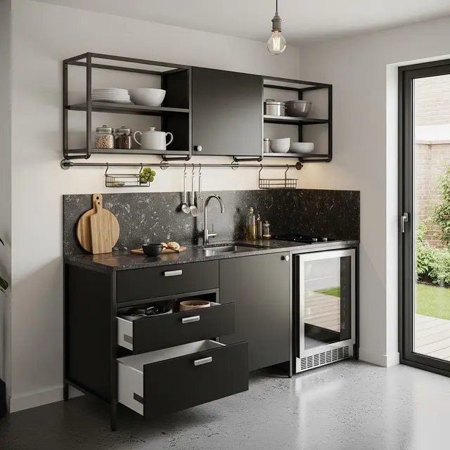 Dapur Modern 2x2 Meter Rumah Type 36 dengan Kitchen Set Modular Full Storage