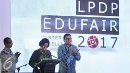 Sri Mulyani saat membuka pameran pendidikan tinggi LPDP Edufair 2017 di Kantor Kemenkeu, Jakarta, Selasa (31/1). Serta exhibitor dari lembaga pemberi beasiswa (scholarship provider), dan lembaga bahasa asing. (Liputan6.com/Angga Yuniar)