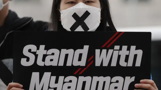 Kelompok Pemuda di Korea Selatan Unjuk Rasa Protes Kudeta Militer Myanmar