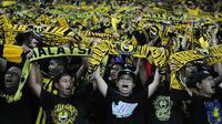 Kelompok suporter Malaysia yang tergabung dalam Ultras Malaya menyerukan reformasi di FAM. (AFP/Mohd Rasfan)