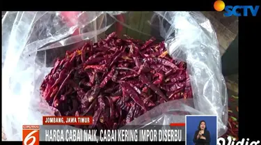 Cabai kering impor hanya berharga Rp 50 ribu per kilogram. Sementara, harga cabai lokal mencapai Rp 55-60 ribu perkilogram.