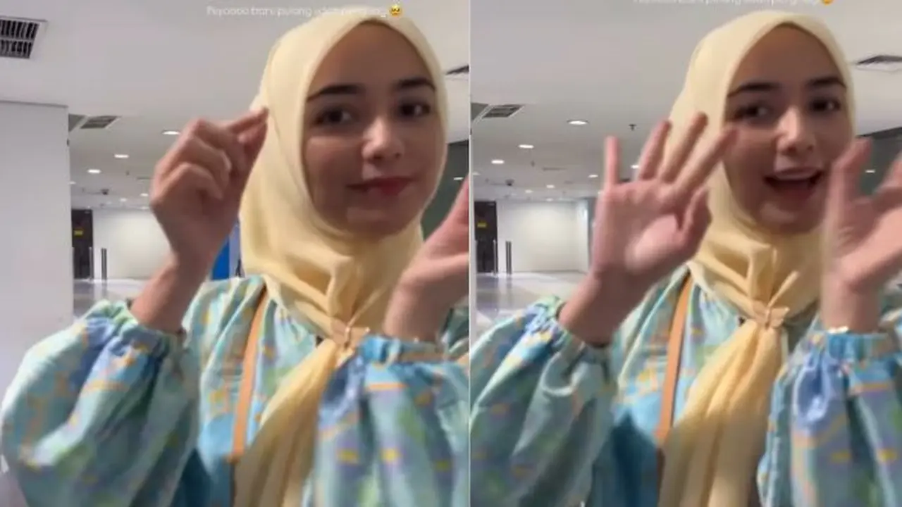 Citra Kirana Pakai Gamis Biru saat Berangkat Umrah (Foto: Instagram @citraciki)