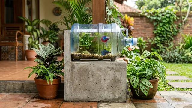 Ide Galon Bekas Jadi Kolam Ikan Cupang di Teras Rumah