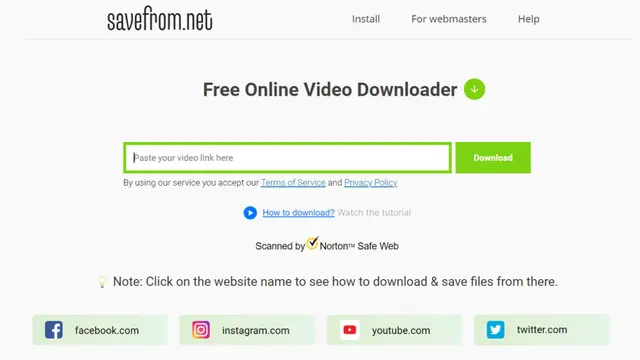 Tampilan Website Savefrom.net (en.savefrom.net)