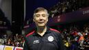 Pelatih Timnas Bola Voli Putra Indonesia, Jeff Jiang Jie pada laga final SEA Games 2023 di Phnom Penh, Kamboja, Minggu (08/05/2023). Indonesia berhasil menang tiga set langsung (25-21, 25-10, 25-15) atas tuan rumah Kamboja. (Bola.com/Abdul Aziz)