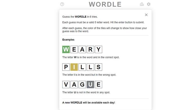 Screenshot gim tebak kata Wordle yang viral di kalangan pengguna internet (Foto: Screenshot Wordle)