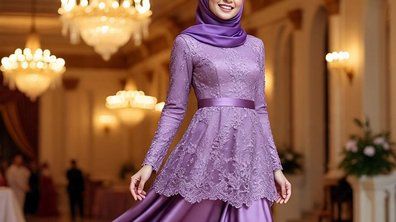 8 Model Gaun Pesta Muslimah Kombinasi Brokat dan Satin, Penampilan Cantikmu Bisa Alihkan Pandangan