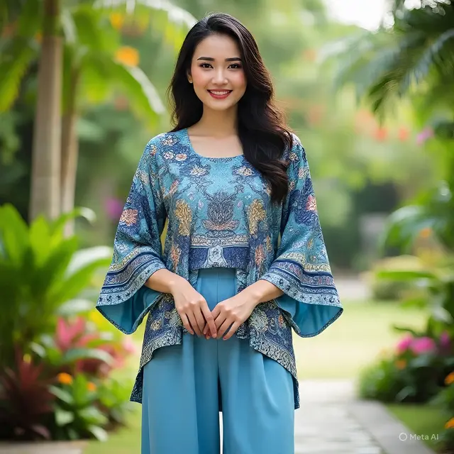 Model Baju Batik Lengan Lebar Anti Gerah
