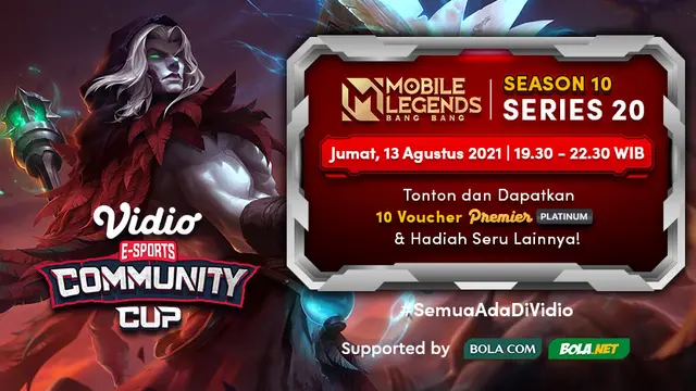 Nonton Live Streaming Vidio Community Cup Season 10 : Mobile Legends Series 20 di Vidio, Jumat 13 Agustus 2021