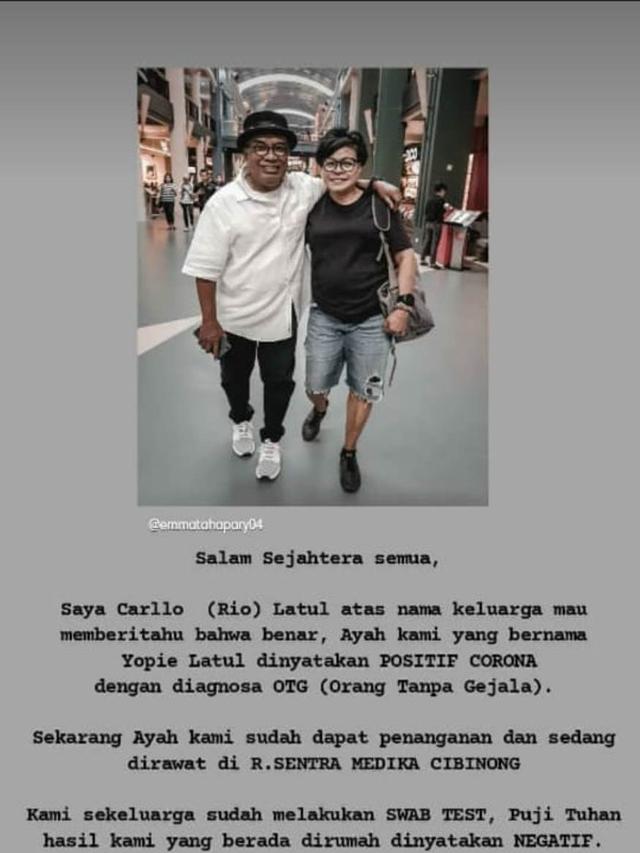 Yopie Latul Positif Corona Covid-19
