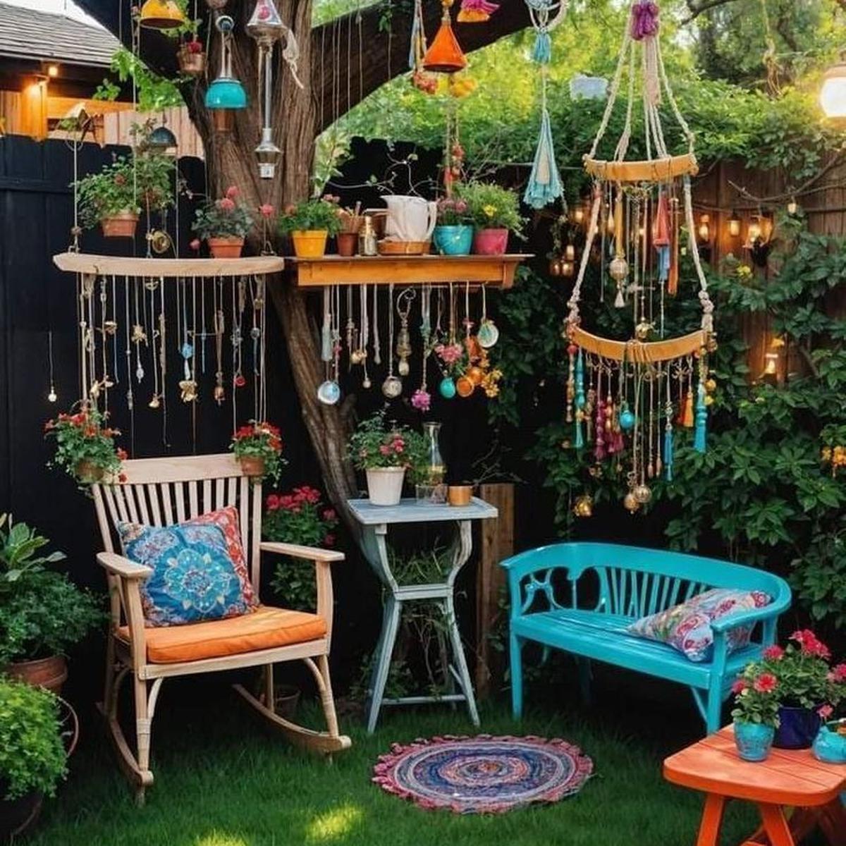 Ilustrasi Taman Depan Rumah dengan Lahan Sempit Bernuansa Bohemian (©Pinterest)