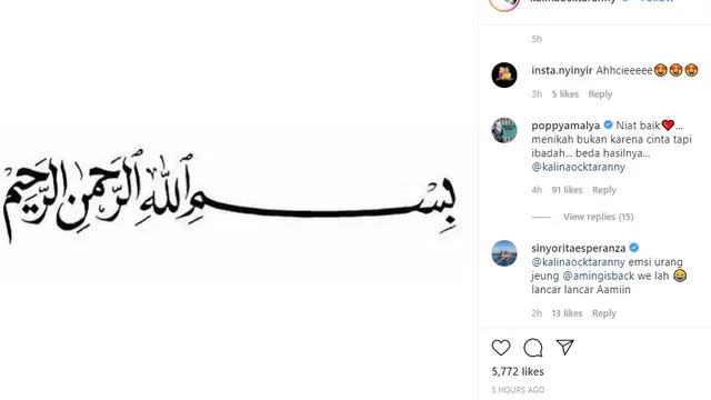 Unggahan Kalina Ocktaranny (https://www.instagram.com/p/B9xpoijHqwC/)