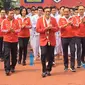 Menteri  Hukum dan HAM, Yassona H Laoly (tengah) saat mengukuhkan 280 ksatria Kempo. Dia kini ingin terjun mengurus Kempo Indonesia (Paramitha