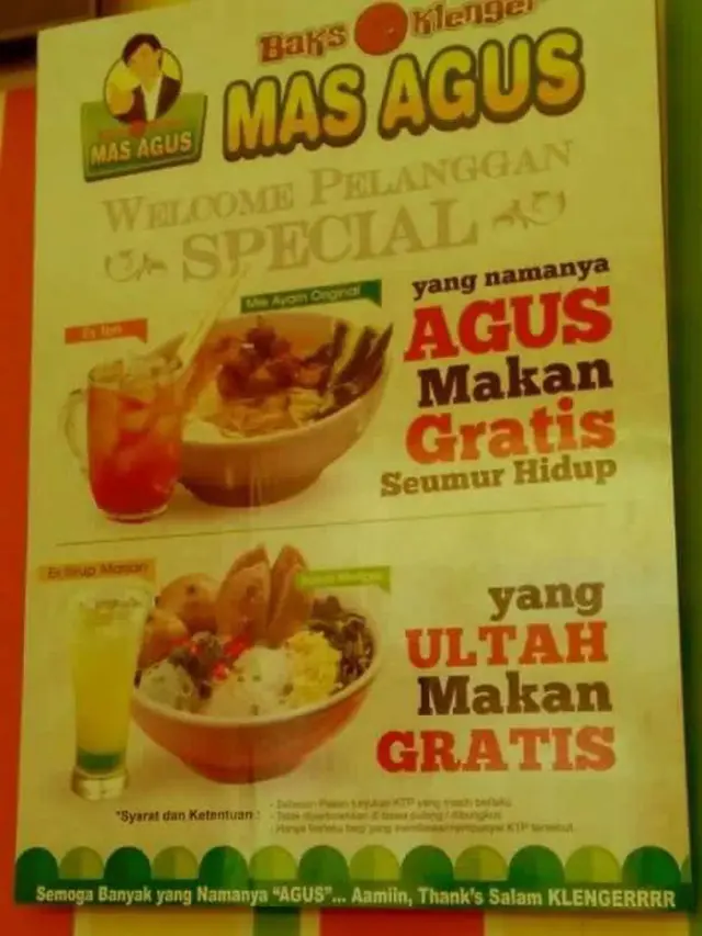 Berkah Agustus, Pemilik Nama Agus Bisa Makan dan Nikah Gratis