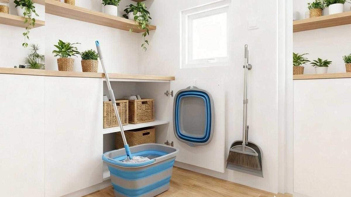 10 Cara Menyimpan Sapu, Pel, dan Ember di Rumah Sempit agar Tetap Estetik