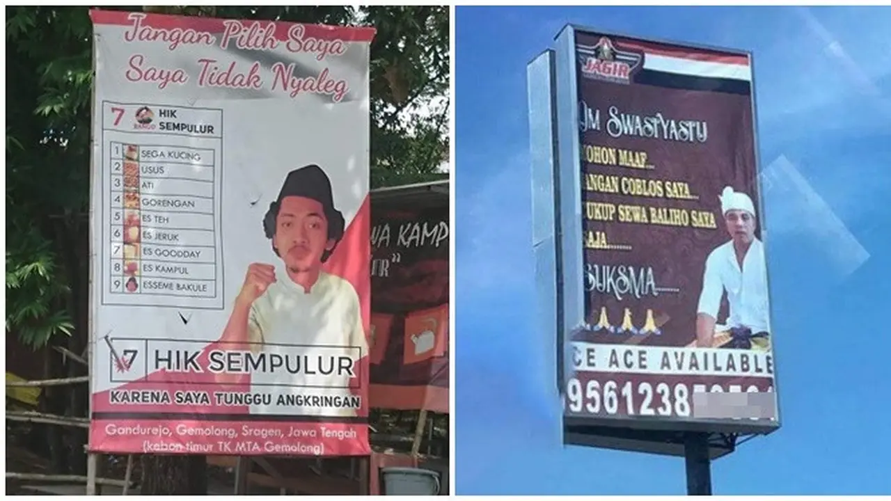 6 Spanduk Orang Biasa Ini Mirip Baliho Caleg, Bikin Ketawa Ngakak