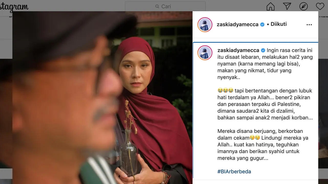 Unggahan Zaskia Adya Mecca. (Foto: Instagram @zaskiadyamecca)