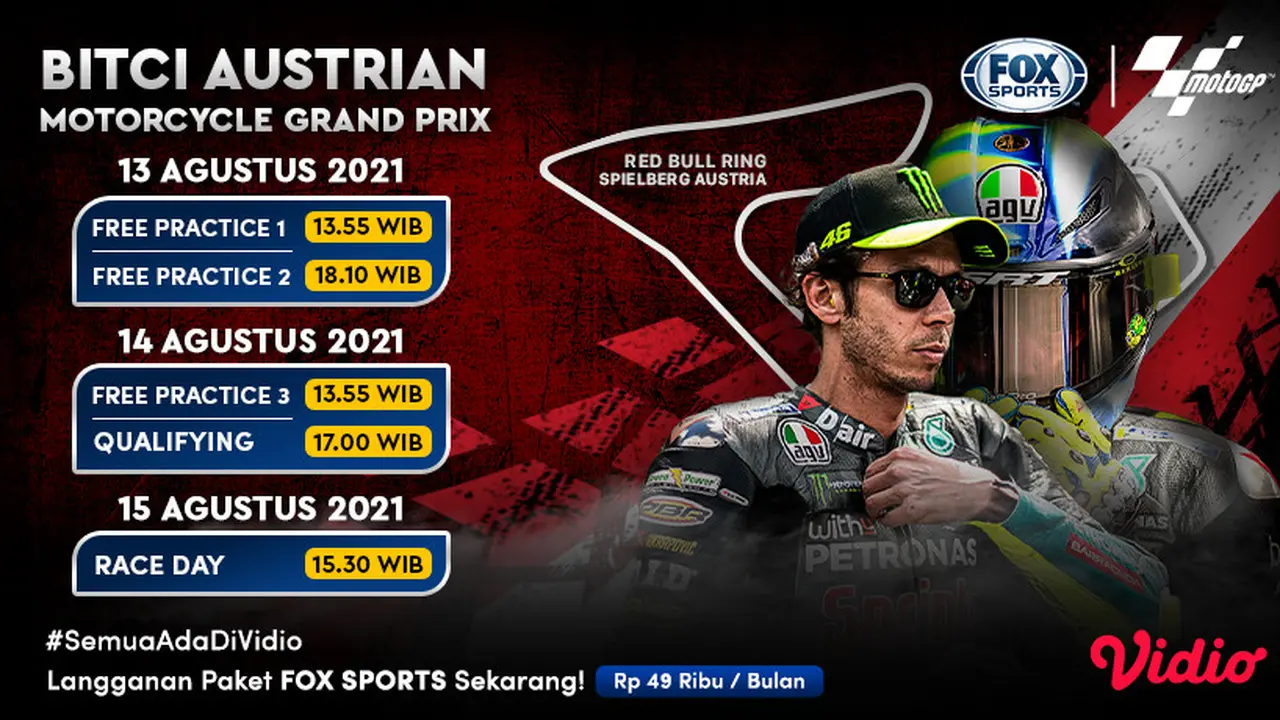 Jadwal dan Live Streaming MotoGP Seri Austria Akhir Pekan Ini di Vidio, 13-15 Agustus 2021