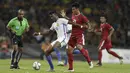 Pemain Indonesia, Hanif Sjahbandi, saat pertandingan melawan Malaysia pada laga semifinal Sea Games 2017 di Stadion Shah Alam, Selangor, Sabtu (26/8/2017). Malaysia menang 1-0 atas Indonesia. (Bola.com/Vitalis Yogi Trisna)