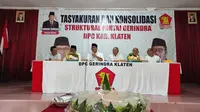 Ketua DPD Partai Gerindra Jawa Tengah Sudaryono menghadiri acara Tasyakuran dan Konsolidasi DPC Partai Gerindra Kabupaten Klaten di Gedung PGRI Klaten, Jawa Tengah, Rabu (15/5/2024). (Tim News).