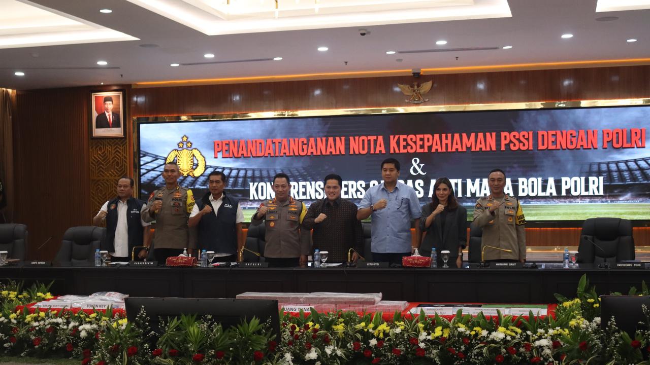 Jumpa pers Satgas Antimafia Bola Polri