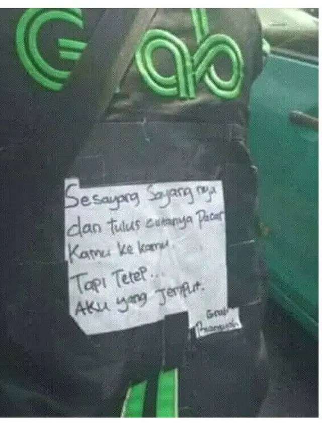 Gombalan Kocak di Jaket Ojek Online Ini Bikin Tersenyum Malu