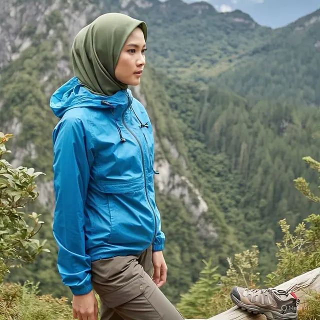 Camping Outfit Hijab. Foto: Meta AI