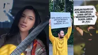 Raffi Ahmad dan Gading Marten turun ke jalan untuk mendukung penyanyi Amindana Chinika. (Instagram/@amindanac/@raffinagita1717/@gadiiing)
