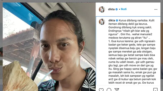 Unggahan Dikta. (Foto: Instagram @dikta)