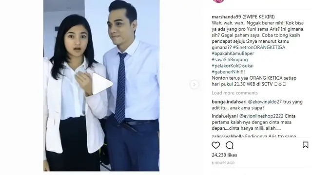 Marshanda kembali mengaku tak habis pikir dengan atensi penonton pada peran Yuni di Orang Ketiga.