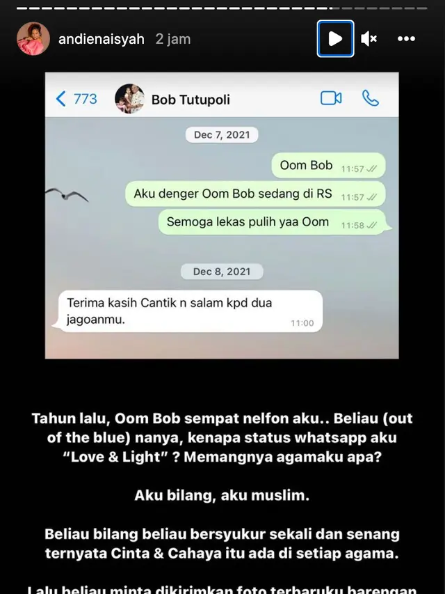 Unggahan Andien. (Foto: Dok. Instagram @andienaisyah)