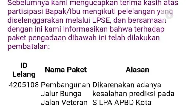 lelang batal