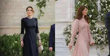 Kate Middleton dan Queen Rania dari Yordania disebut memiliki gaya elegan yang mirip. Termasuk saat hadir di pernikahan Putra Mahkota Hussein (@queenrania -@royalinstablog)