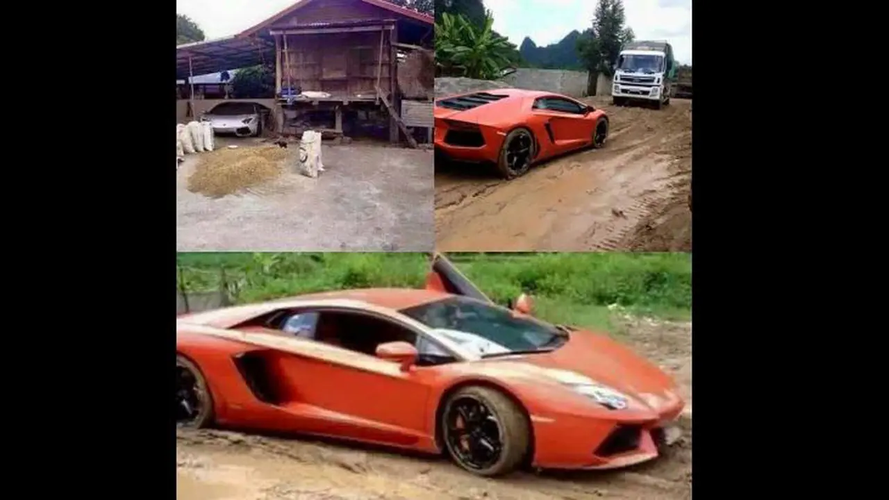 Nekat, Lamborghini Aventador Dipakai Lewat Jalan Berlumpur