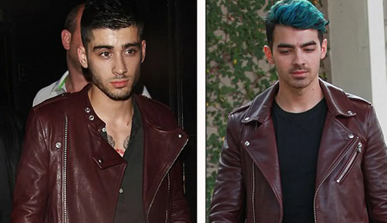 Joe Jonas terlihat di Los Angeles pada hari Selasa, ia dan Zayn Malik memiliki banyak kesamaan, termasuk selera berpakaian dengan memakai jaket kulit warna merah anggur, skinny jeans dan sepatu boot. (via dailymail.co.uk)