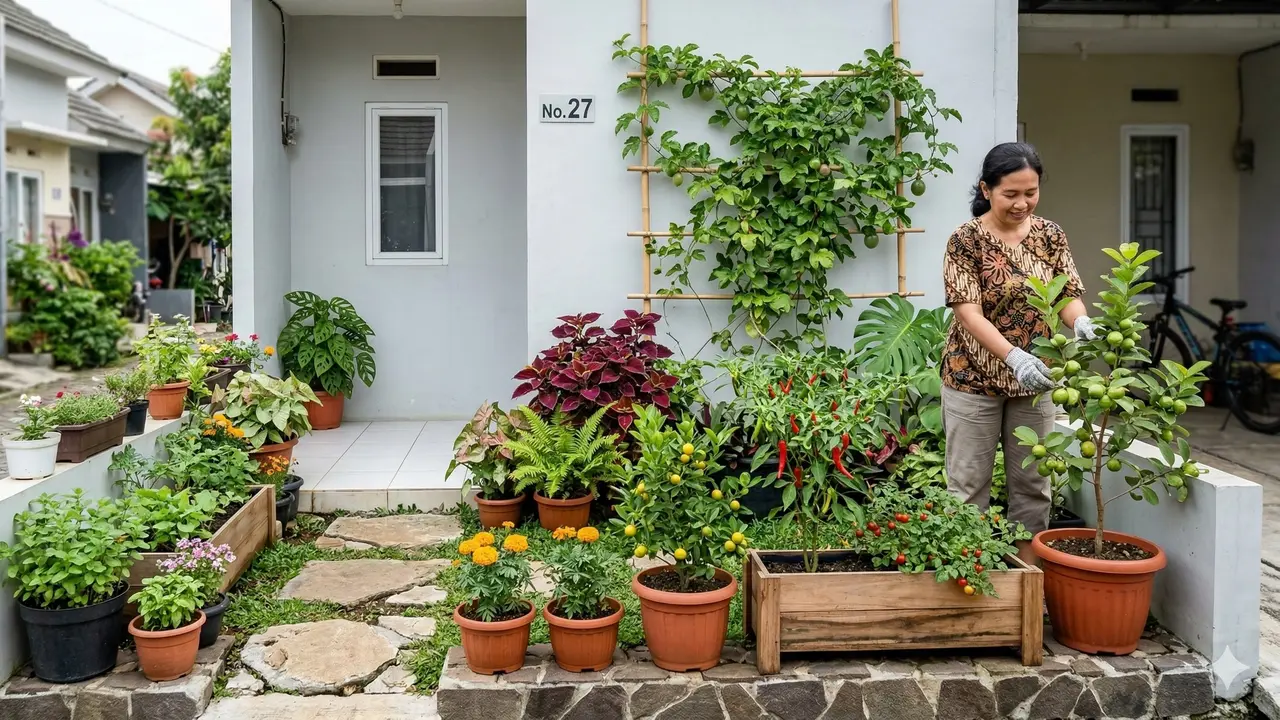 Tips Menata Kebun Buah Mini di Rumah Type 27 (Foto: Gemini AI)