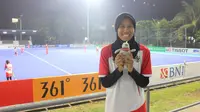 Kapten Timnas Hoki Putri Indonesia, Nur Amalia meminta dukungan masyarakat di Asian Games 2018. (Inasgoc)