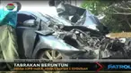 Sang sopir yang diduga mabuk mendadak hilang kendali sehingga minibus menghantam motor, mobil pikap dan sepeda yang berada di depan.