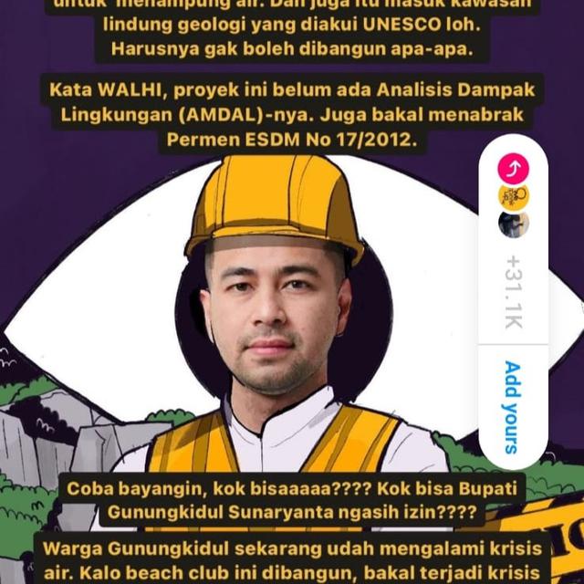 Muncul Petisi Tolak Pembangunan Beach Club Raffi Ahmad di Gunung Karst UNESCO Gunungkidul