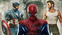 Captain America, Wolverine dan Spider-Man. (Istimewa/hak cipta karakter: Marvel Studios/Sony Pictures/20th Century Fox)
