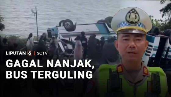 Puluhan Penumpang Terluka Usai Bus yang Ditumpanginya Gagal Menanjak dan Terguling