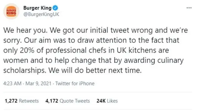 Klarifikasi Burger King Inggris  Soal Unggahan Kontroversial di Hari Perempuan Internasional