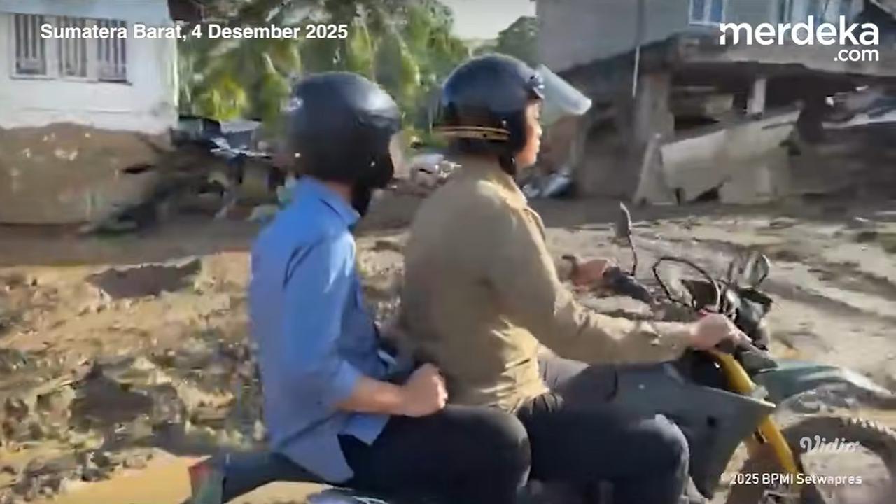 VIDEO: Momen Gibran Naik Motor Trail Saksikan Rumah Luluh Lantak Terendam Lumpur Akibat Banjir Sumbar